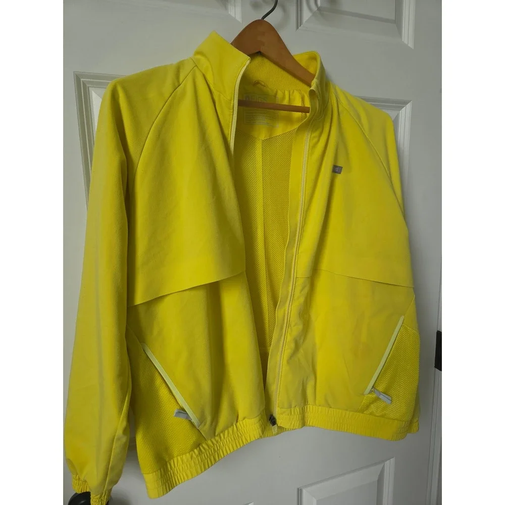FIGS Technical Collection Scrub Jacket Yellow Full Zip Mesh Panel Large